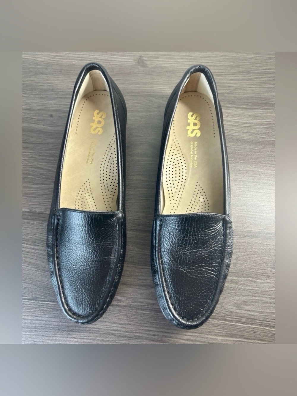 SAS Simplify Black Leather Slip On Loafers Tripad Comfort Womens Size 10 N